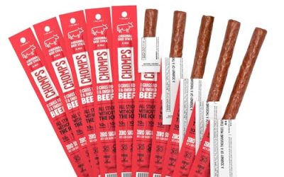 Chomps Grass-Fed and Finished Original Beef Jerky Snack Sticks 10-Pack – Keto, Paleo, Whole30, 10g Lean Meat Protein, Gluten-Free, Zero Sugar Food, Non-GMO