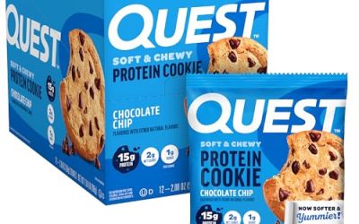 Quest Nutrition Chocolate Chip Protein Cookie, 15g Protein, 1g Sugar, 2g Net Carbs, Keto Friendly, High Protein, Low Carb; 12 Count