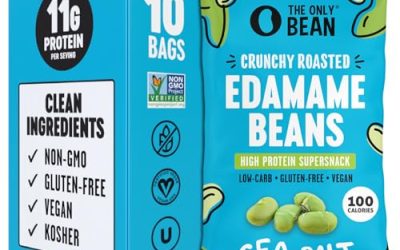 The Only Bean Crunchy Dry Roasted Edamame Snacks (Sea Salt), Healthy High Protein(11g) Keto Food, Low Carb Gluten Free Office Vegan Food 100 Calorie Snack Pack, 0.9oz 10 Pack