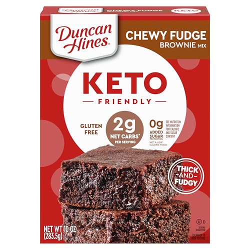 Duncan Hines Keto Friendly Brownie Mix, Chewy Fudge, Zero Added Sugar, Gluten Free, Halloween Baking, 10 oz.