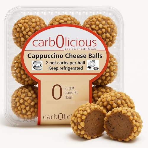 Carbolicious Low Carb Nut-Crusted Cheese Balls Keto Friendly, Diabedic Friendly, Savory Snack, 9Pieces Certified Kosher, No Preservatives, Crunchy High-Protein Low Carb Snack (1 Pack)