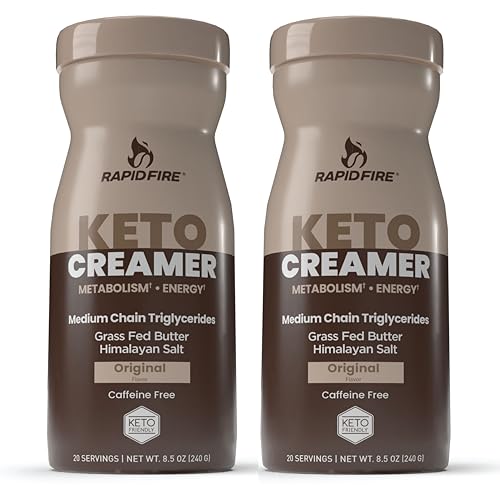 Rapid Fire Keto Creamer, Coffee Creamer with Grass Fed Butter, MCT Oil, Himalayan Pink Salt, Delicious Original Flavor, Energy Support, 2 Pack, 40 Servings