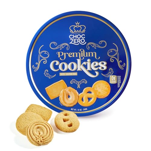ChocZero Keto Butter Cookies – Sugar Free Danish Shortbread Gift – Gluten Free, Low Carb (1 tin, 12 oz)