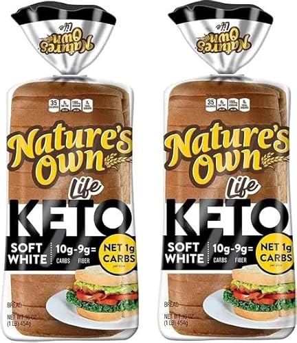 Nature’s Own Keto Bread: Low-Carb Partner – No Preservatives, No HFCS – 1g Net Carbs – (Pack of 2)