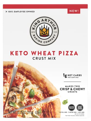 King Arthur Keto Pizza Crust Mix: Low Carb Delight with 1g Net Carbs per Serving – Easy to Make, Crisp & Chewy 10.25 oz Mix for Two 12 in Crusts – Perfect for Keto Pizza Lovers