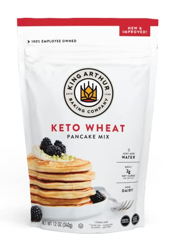 King Arthur Keto Wheat Pancake Mix: Low Carb, High Protein Breakfast Solution – Just Add Water for Fluffy Pancakes or Waffles – Non-GMO, Kosher Certified, 12 oz Pouch
