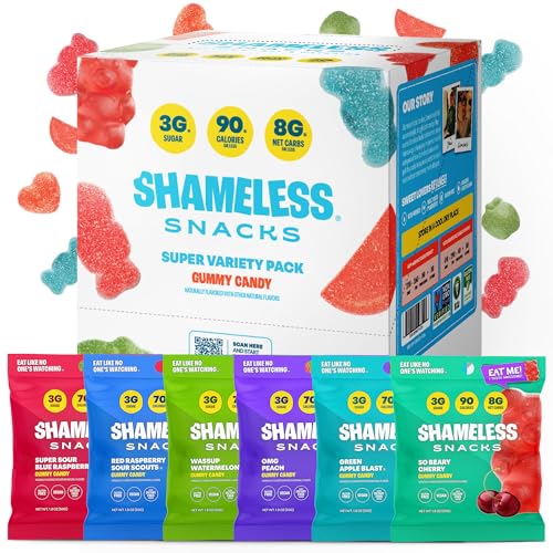 Shameless Snacks – Healthy Low Calorie Snacks, Low Carb Keto Gummies (Gluten Free Candy) – 6 Pack Super Variety Pack