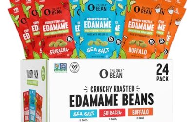 The Only Bean Crunchy Roasted Edamame – Healthy Snacks for Adults and Kids (Variety Pack), Low Carb Keto Snack Food, Vegan Gluten Free High Protein Snacks (11g), Office Snack, 0.9oz 24 pack