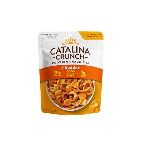Catalina Crunch Protein Snack Mix with Cheese Crisps – 10g Protein, 1g Sugar per Serving – Good Source of Fiber, Keto, Gluten Free – Cheddar, 5.25 Ounce Bag (Pack of 1)