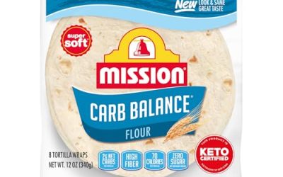 Mission Carb Balance Soft Taco Flour Tortillas, 8 Count, Low Carb, Keto, High Fiber, No Sugar