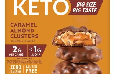 Atkins Caramel Almond Clusters, Gluten Free, High in Fiber, 1g Sugar, 2g Net Carb, Keto Friendly, 20 Count