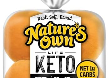 Nature’s Own Life Keto Burger Buns, Non-GMO Keto Bread Hamburger Buns, 8 Count